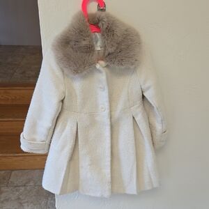 Edgehill Collection Cream Coat with Faux Fur